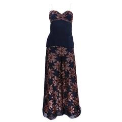 Galanos 1960s Black Lace Ensemble With Cellophane Ribbon