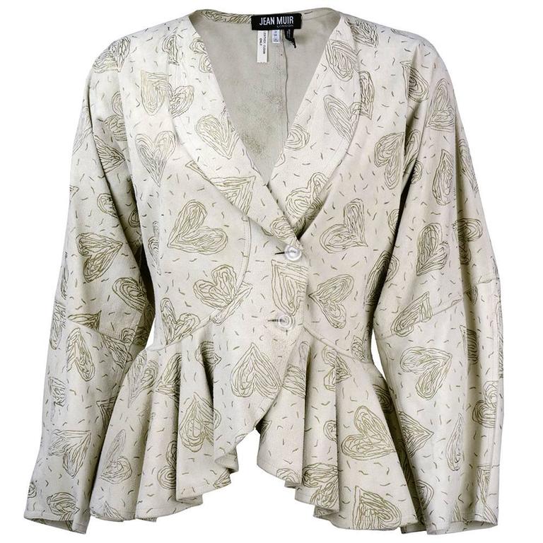 Jean Muir 80s Suede Peplum Jacket For Sale at 1stDibs