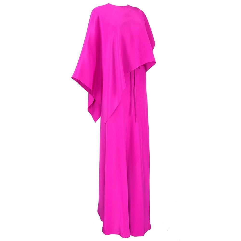 Gres 70s Magenta Gown with Matching Wrap In Excellent Condition In Los Angeles, CA