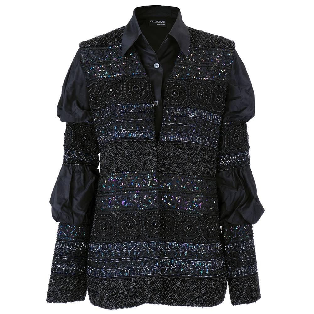 Callaghan 90s Black Beaded Blouse with Vest