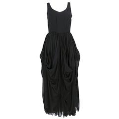 Dolce and Gabbana 90s Black Chiffon Peasant Dress