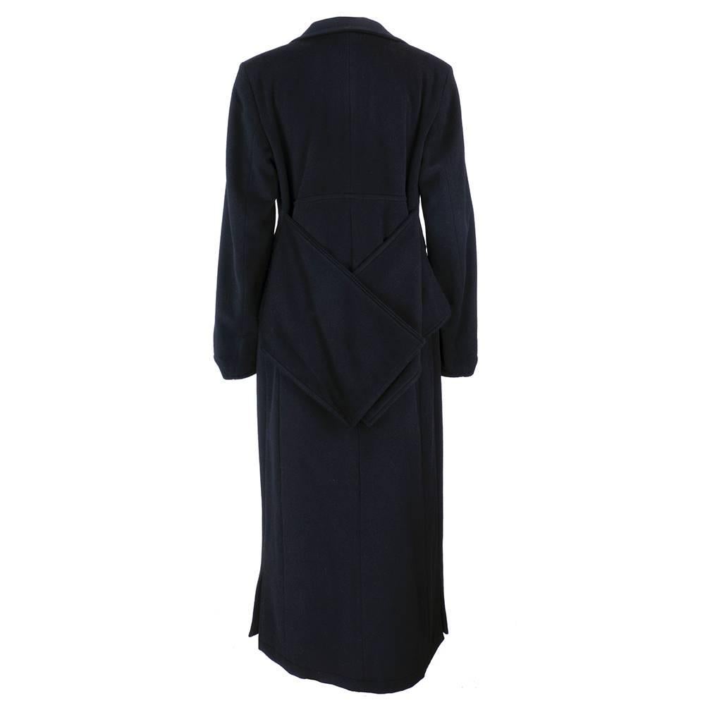 Dries Van Noten 90s Black Wool Coat In New Condition For Sale In Los Angeles, CA