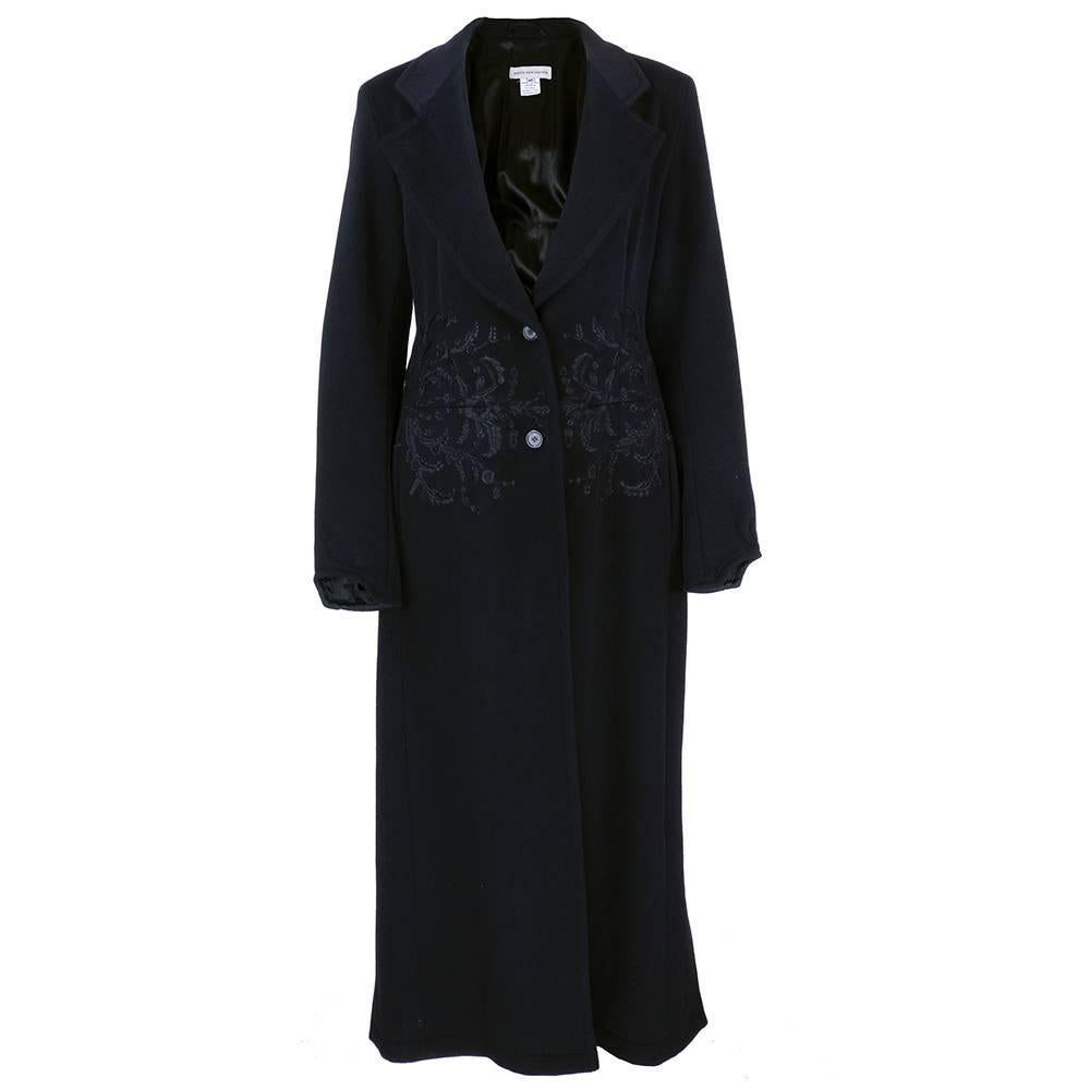 Dries Van Noten 90s Black Wool Coat For Sale