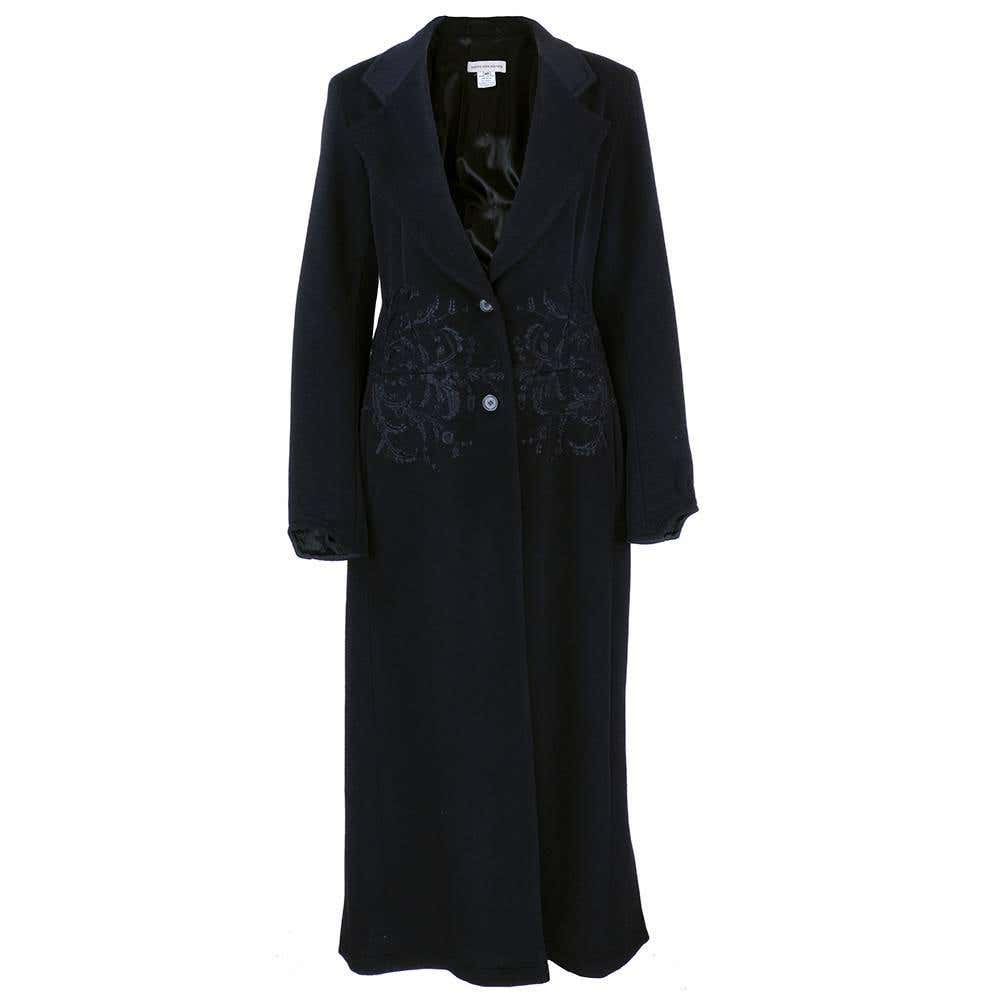 Dries Van Noten 90s Black Wool Coat For Sale at 1stDibs