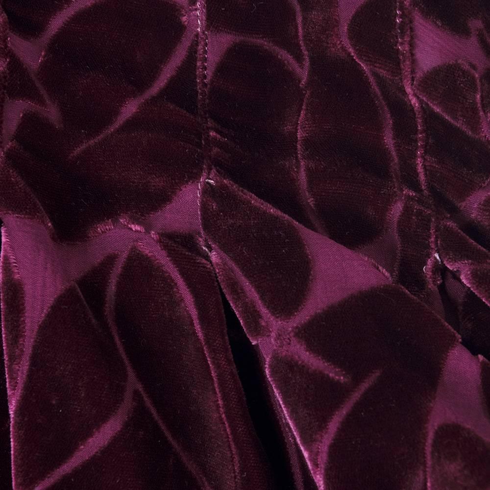 Women's 30s Burgundy Cut Velvet Dressing Robe