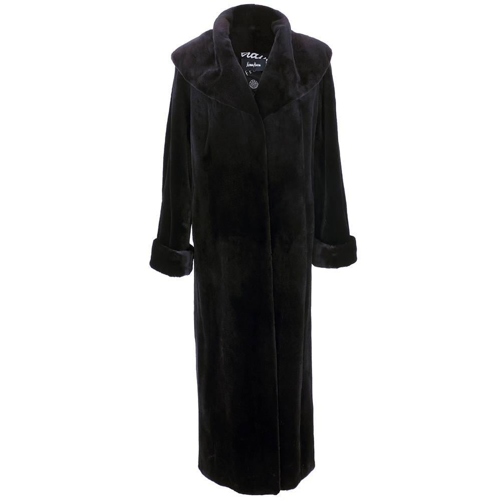 Feraud 90s Black  Sheared Fur Coat For Sale