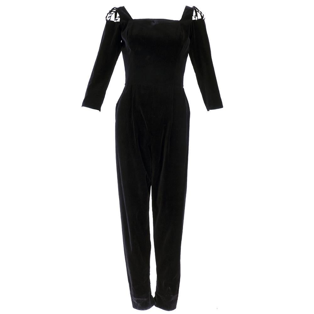 Tina Leser 50s Black Velvet Jumpsuit For Sale