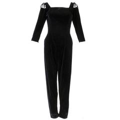 Vintage Tina Leser 50s Black Velvet Jumpsuit