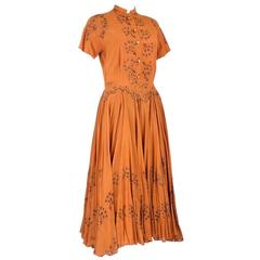 Vintage 1950s Whimsical Day Dress with Nut Buttons