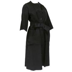Christian Dior Haute Couture Spring/Summer 1959 Black Silk Faille Coat Dress