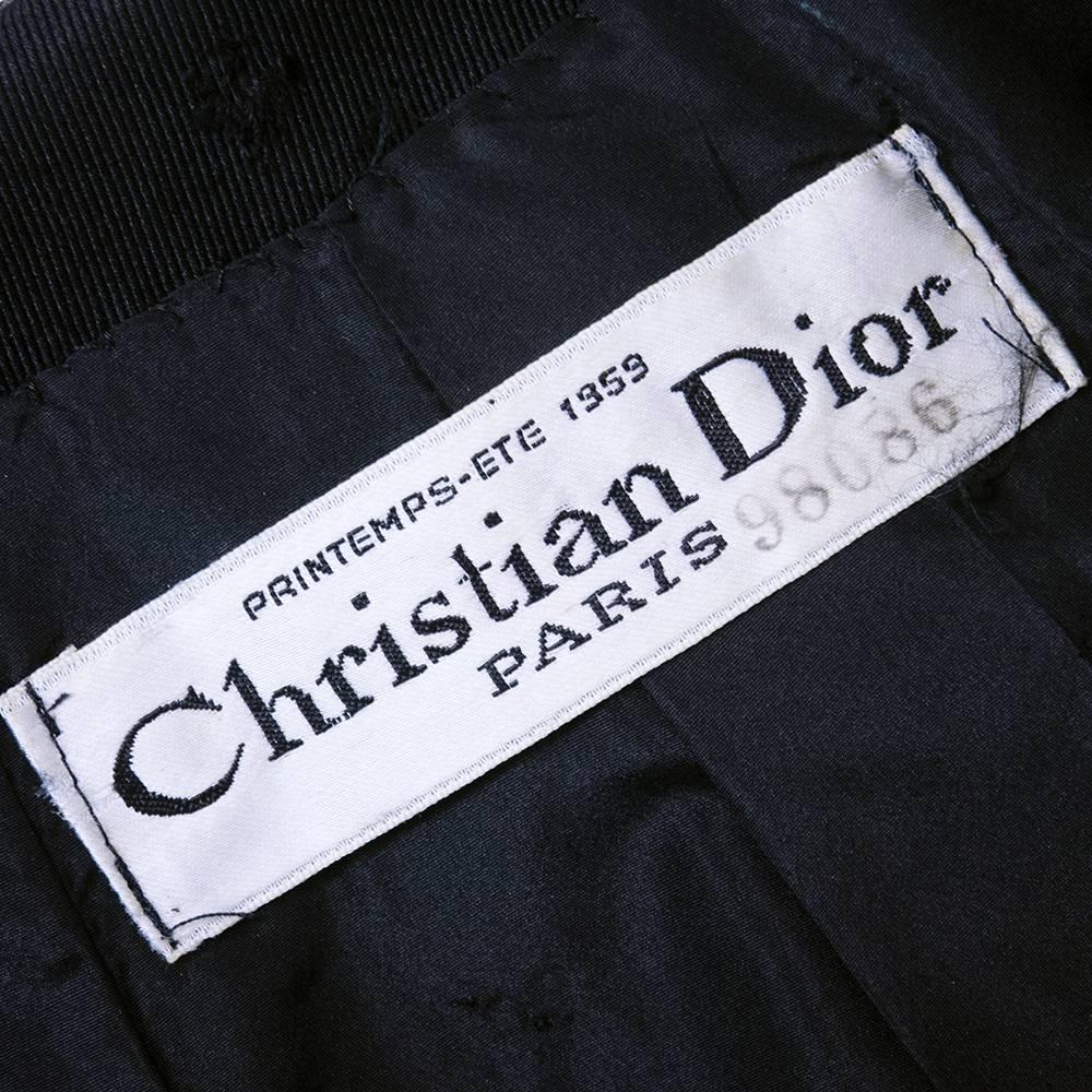 Christian Dior Haute Couture Spring/Summer 1959 Black Silk Faille Coat Dress  For Sale 2