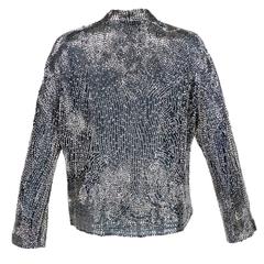 Halston 70s Fully Silver Bugle Beaded Jacket