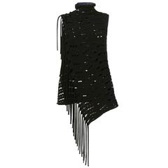 Vintage Kenzo 90s Black  Perforated Sweater with Scarf