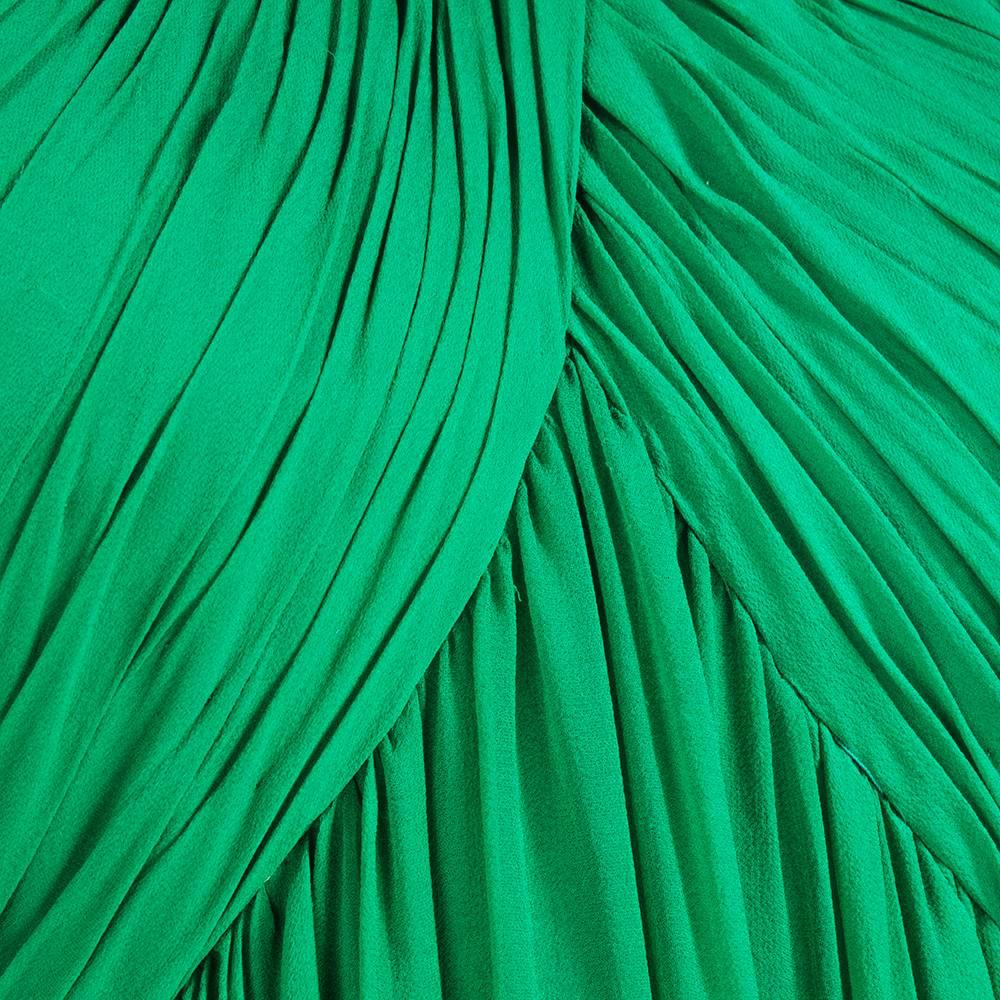 Malcom Starr 60s Green Chiffon Gown with Rhinestones For Sale 3