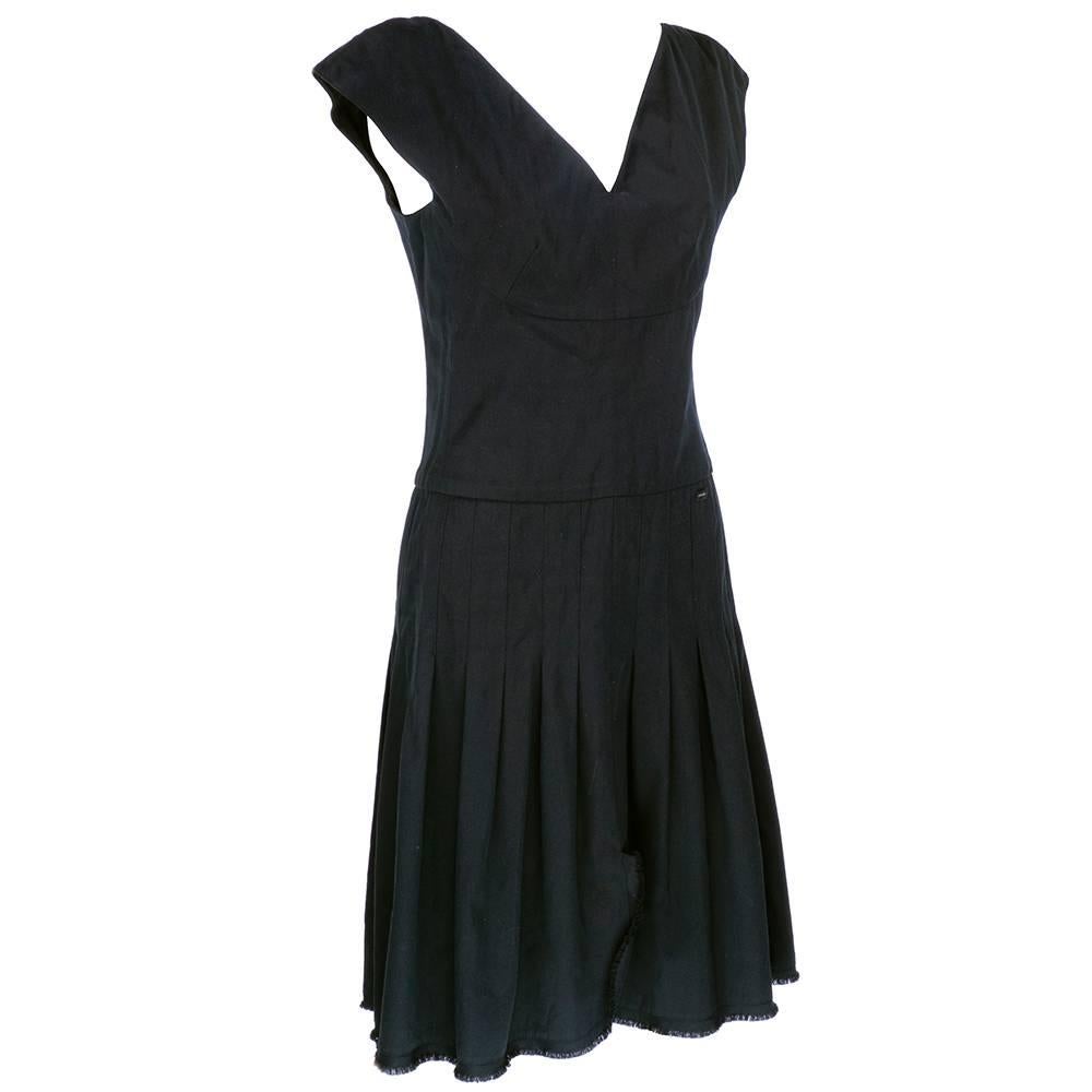 Chanel Black Cotton Day Dress For Sale at 1stDibs