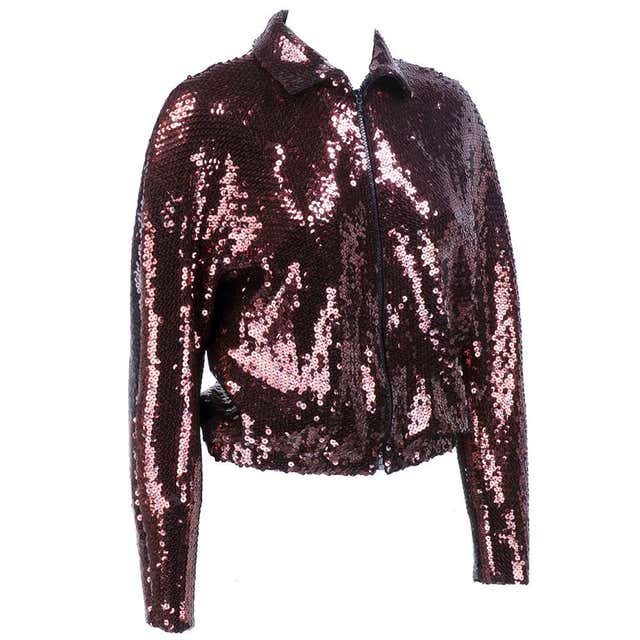 Halston 70s Brown Sequin Disco Jacket For Sale at 1stDibs