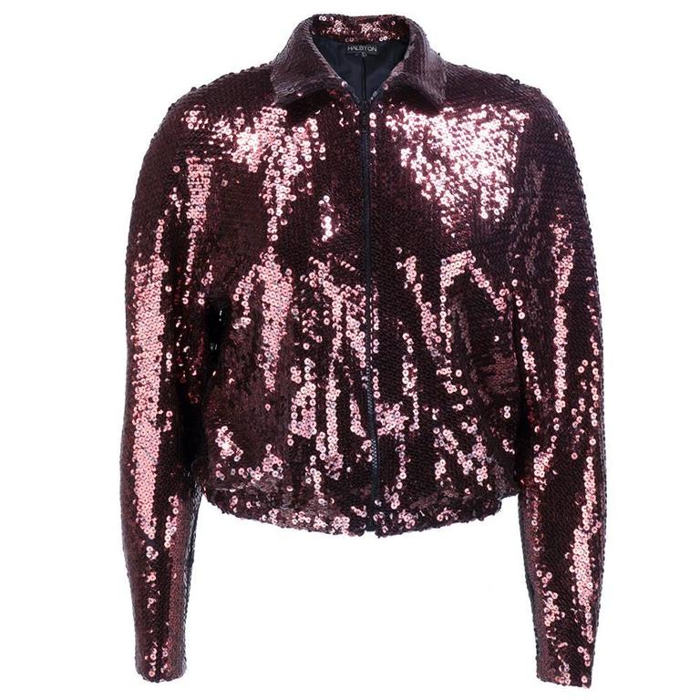 Halston 70s Brown Sequin Disco Jacket For Sale at 1stDibs
