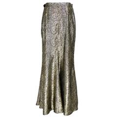 YSL 80s Full Length Gold Lame Skirt 10