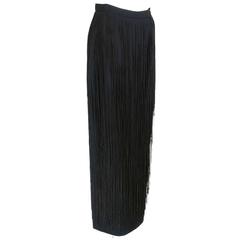 Moschino Couture 90s Long Fringed Black Skirt