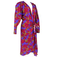 Saint Laurent Rive Gauche 80s Silky Wrap Dress