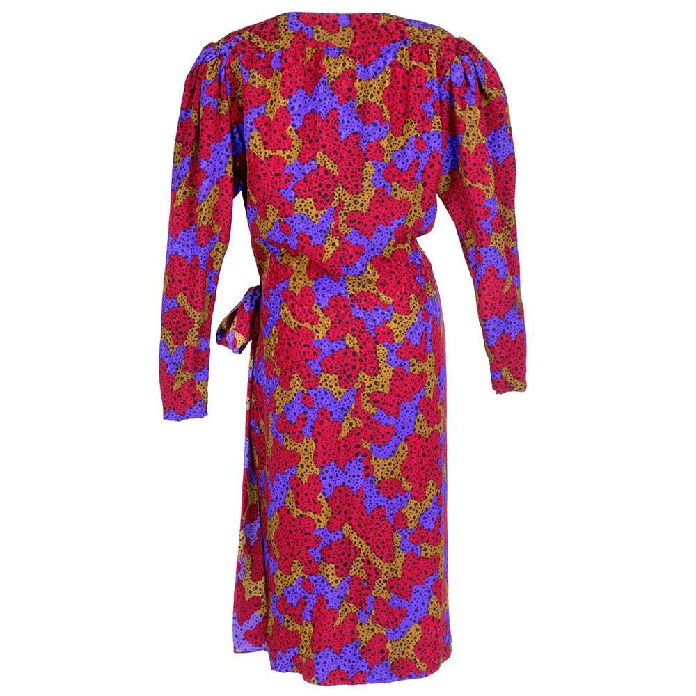 Pink Saint Laurent Rive Gauche 80s Silky Wrap Dress