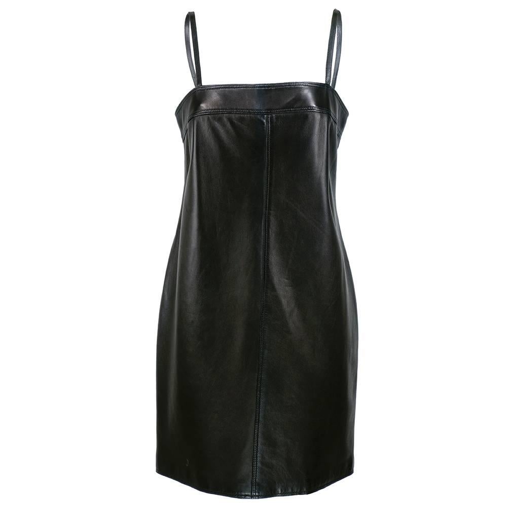 Gianni Versace Black Leather Dress - New with Tags For Sale