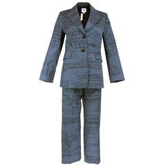 Vintage Moschino Grey Binary Print Pant Suit