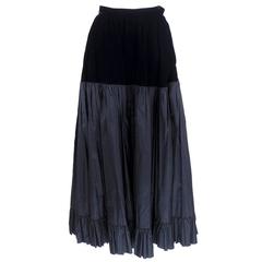 Saint Laurent Rive Gauche Black Velvet and Taffeta Evening Ensemble