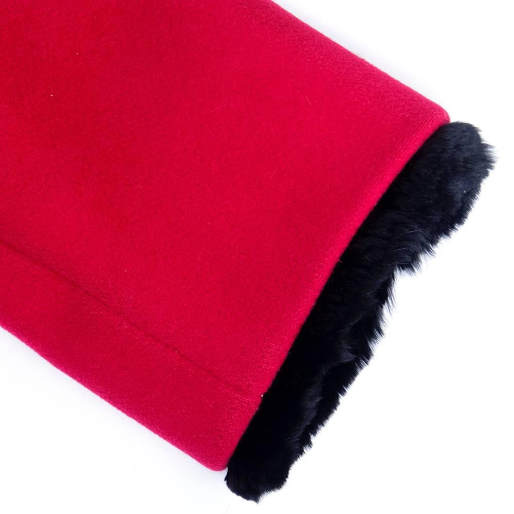 Women's Pierre Balmain Haute Couture 60s Red Fur Lined Coat For Sale