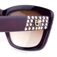Emmanuelle Khanh 80s Iconic Burgundy Rhinestone Encrusted Sunglasses