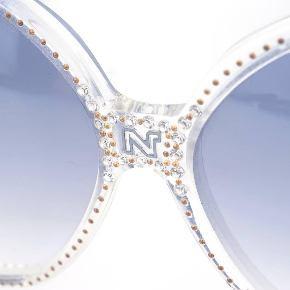 Gray Nina Ricci 70s rhinestone sunglasses