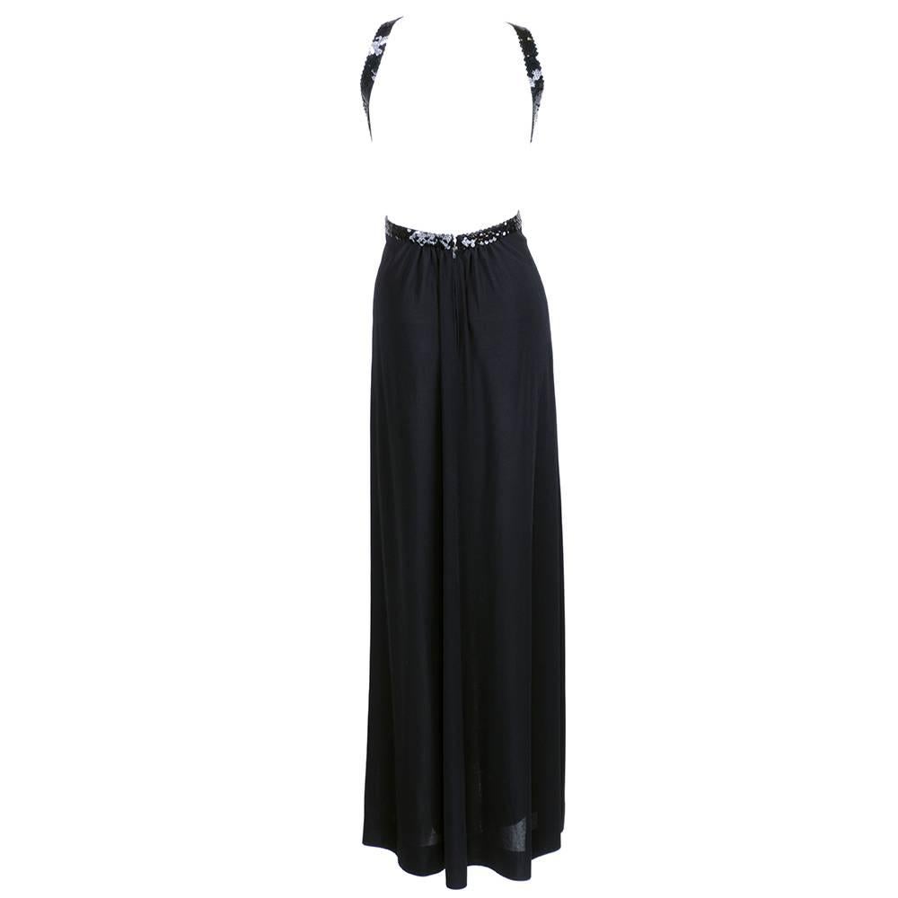 Loris Azzaro 70s Black Jersey Cutout Gown In Excellent Condition For Sale In Los Angeles, CA