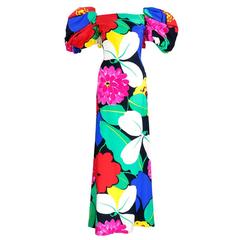 Retro Arnold Scaasi 80s Warhol-esque Floral Print Gown