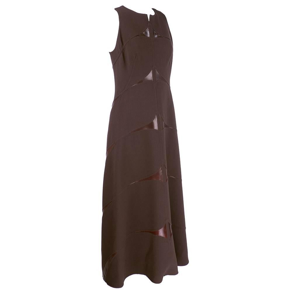 Black Chado Ralph Rucci  Brown Lightweight Wool Gown For Sale