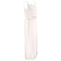 YSL Haute Couture Ivory Silk Belted Gown