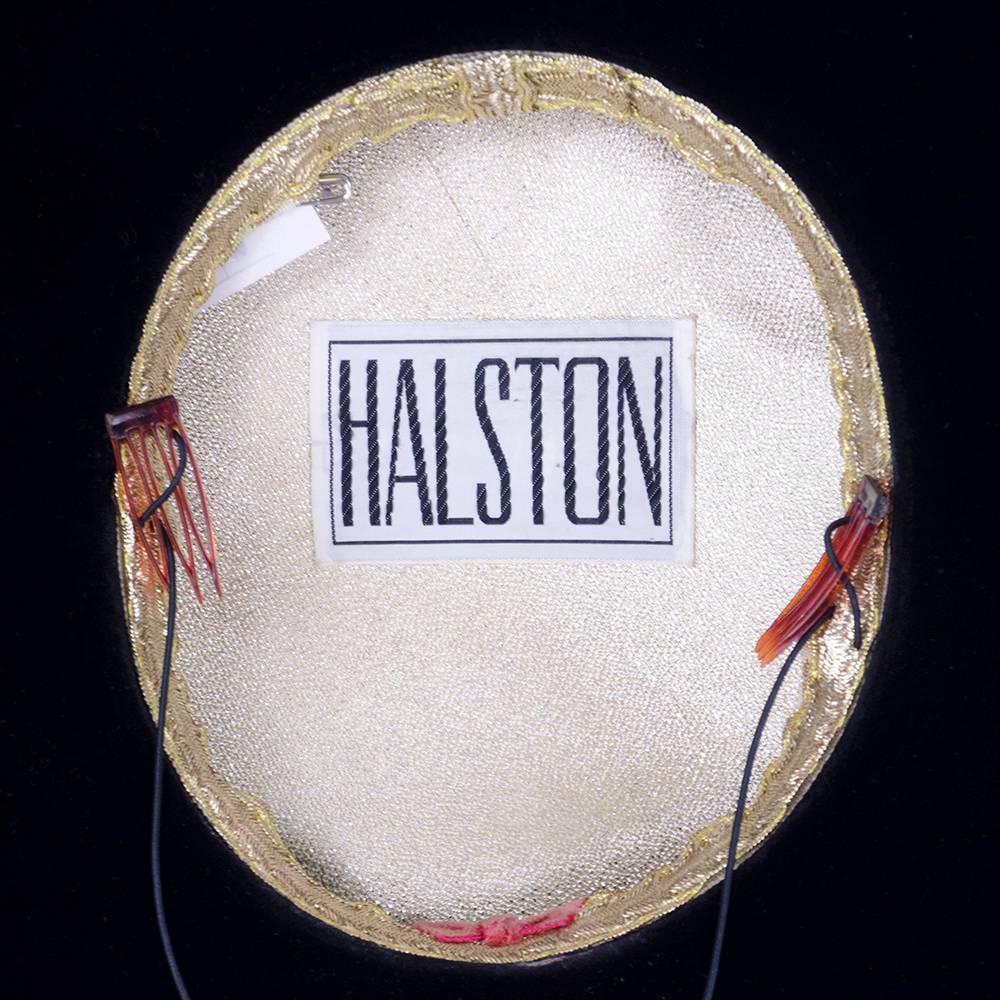 Women's Halston 60s Black Velvet Platter Hat