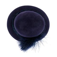 Jack McConnell 80s Blue Felt Fedora with Feathers