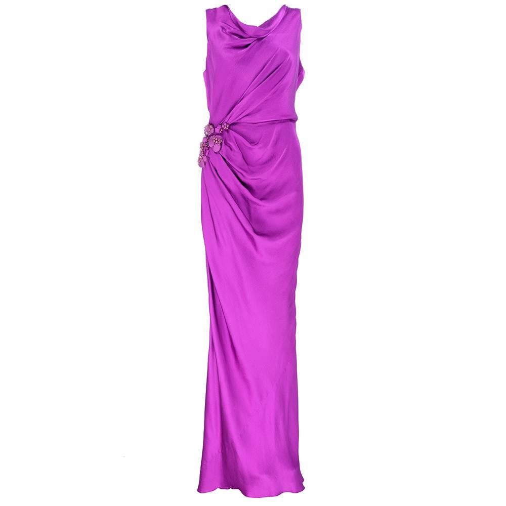 J. Mendel 2000s Fuschia Silk Gown For Sale