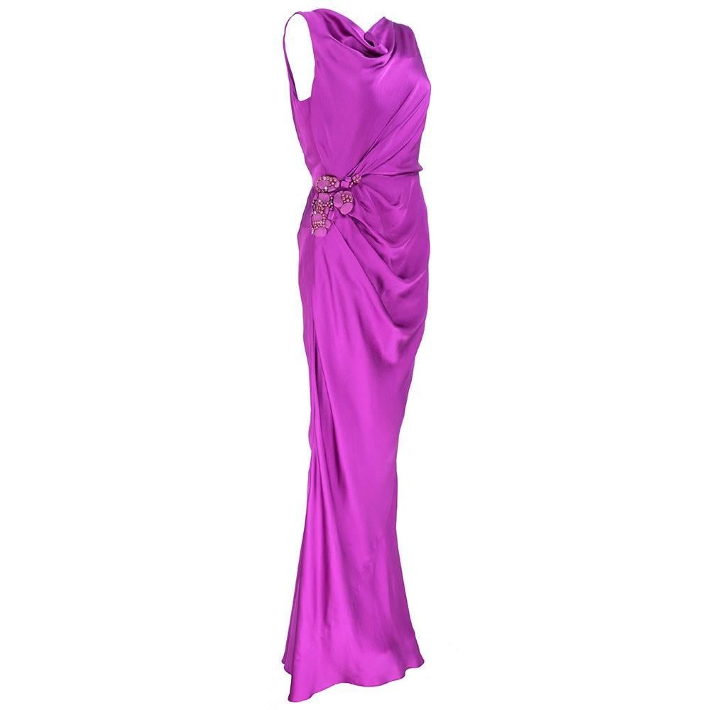 Purple J. Mendel 2000s Fuschia Silk Gown For Sale