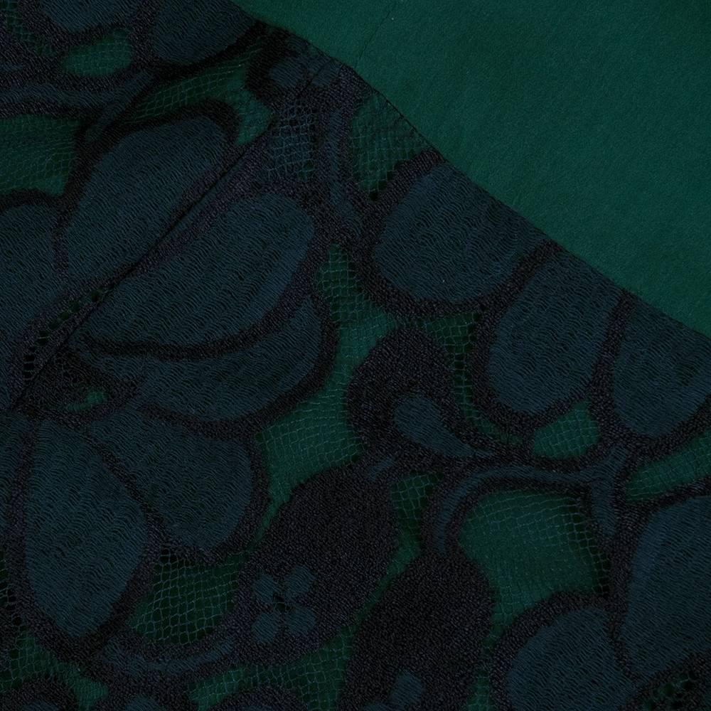Geoffrey Beene 80s Black and Green Lace Cocktail Dress For Sale 3