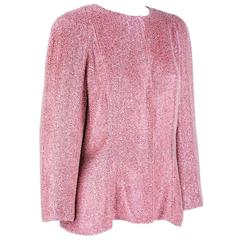 Gorgeous 80s Pink Solid Beaded & Sequinned Evening Jacket
