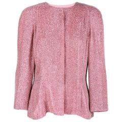 Gorgeous 80s Pink Solid Beaded & Sequinned Evening Jacket