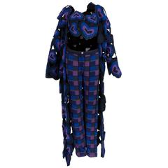 1990s Laura Biaggoti Color Blocked Crochet & Knit Ensemble