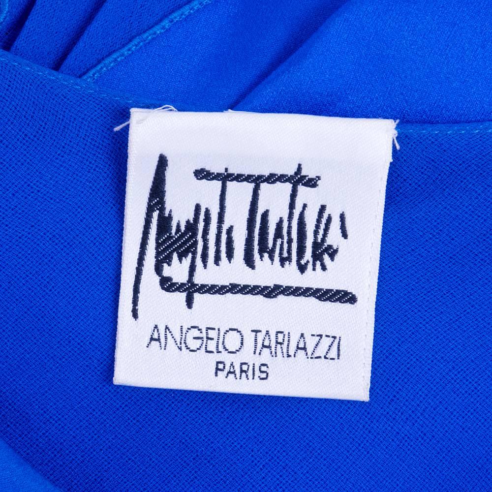 Tarlazzi 90s Blue Silk and Chiffon Bias Cut Dress 2
