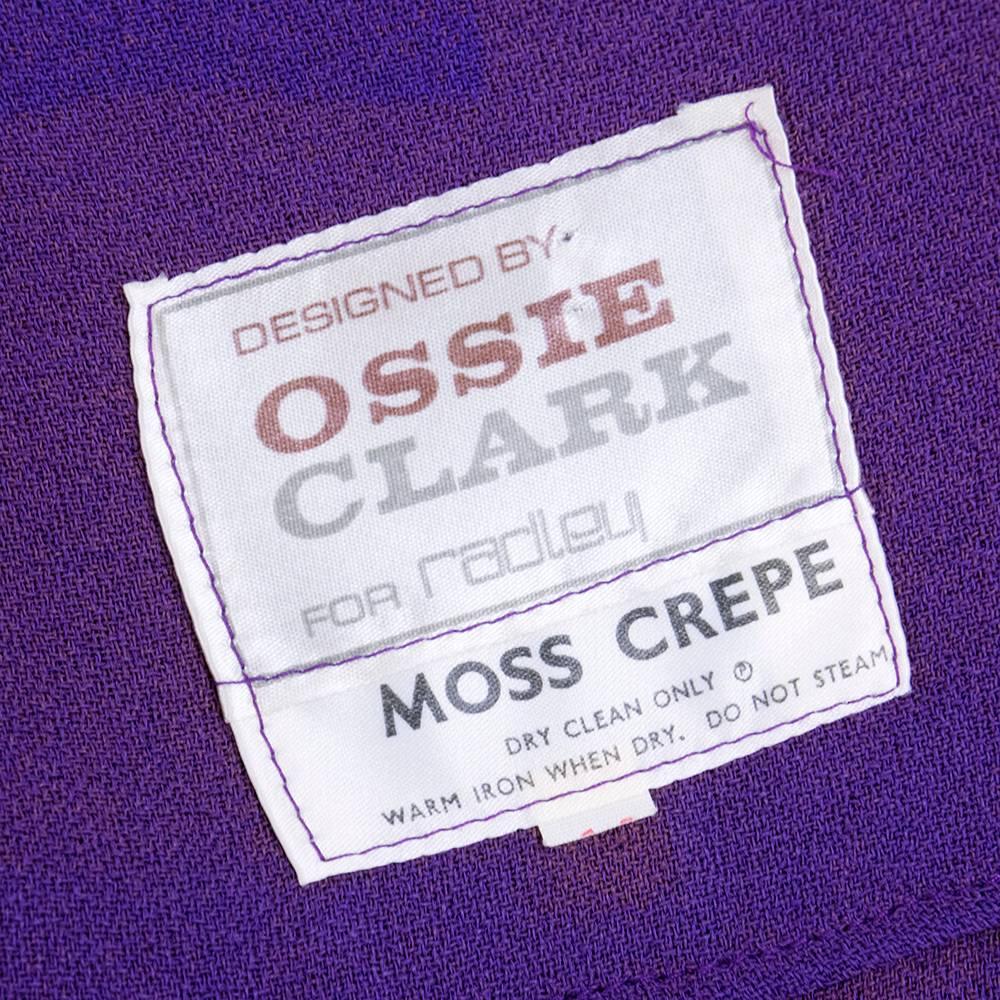 Women's Ossie Clark 70s Purple Moss Crepe Maxi Dress For Sale