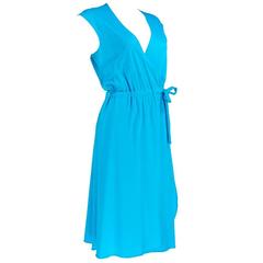 Stephen Burrows 70s Blue Jersey Wrap Dress