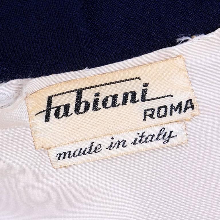 Fabiani Roma 50s Couture Blue Wool Dress Ensemble For Sale at 1stDibs