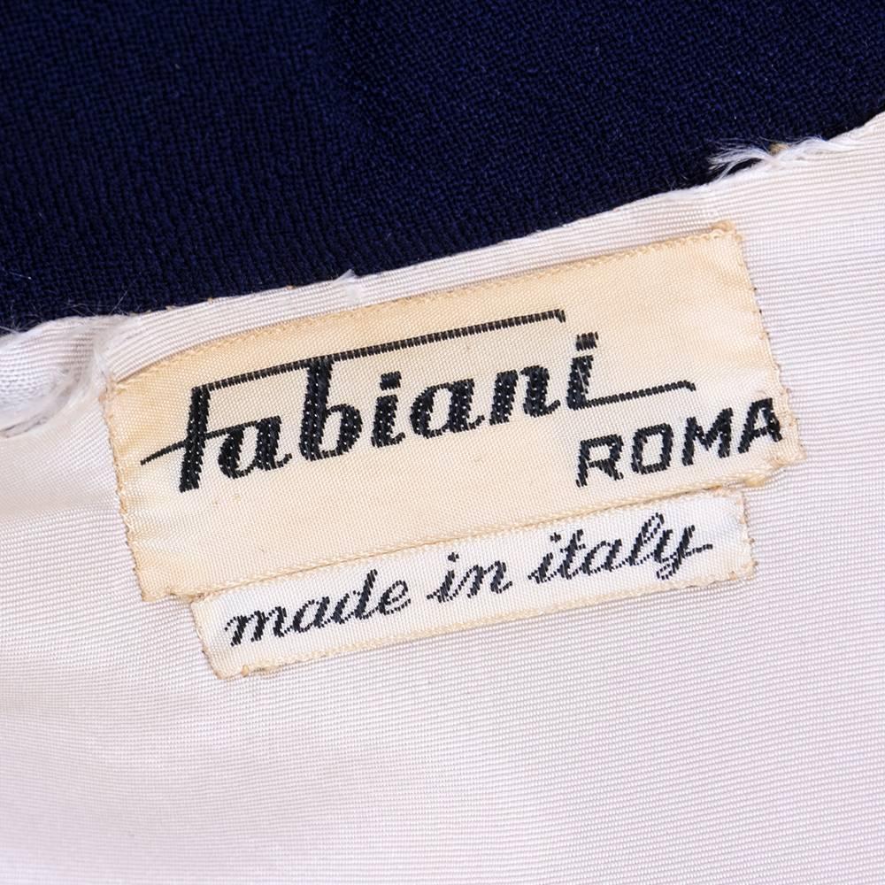 Women's or Men's Fabiani Roma 50s Couture Blue Wool Dress Ensemble For Sale
