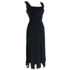 Irene 50s Fitted Black Silk Car Wash Dress