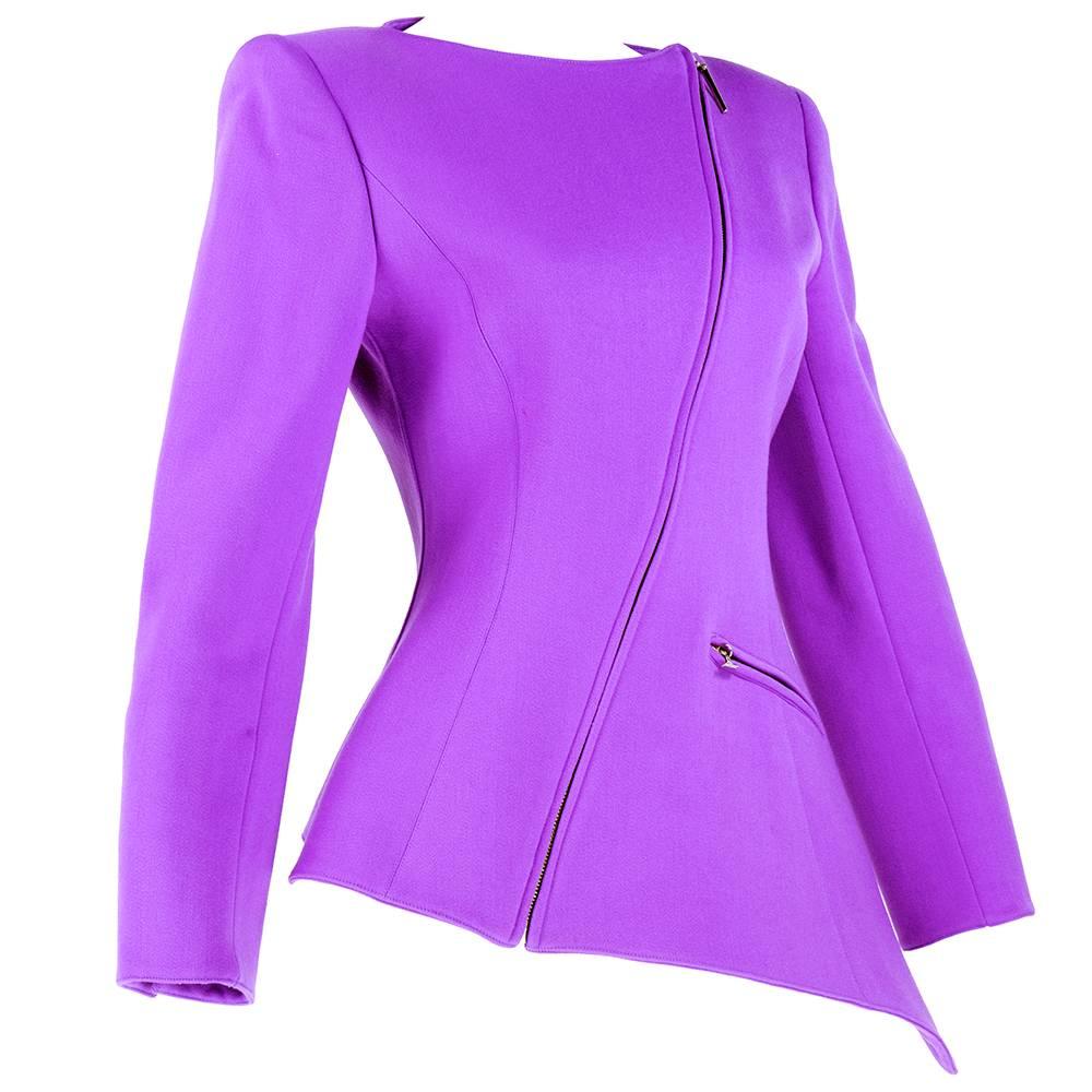 Claude Montana 90's Purple Asymmetrical Jacket In Excellent Condition In Los Angeles, CA
